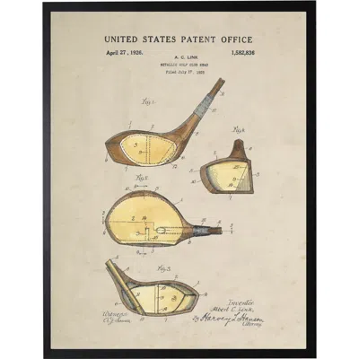 Antique Curiosities Wooden Golf Club Patent In Transparent