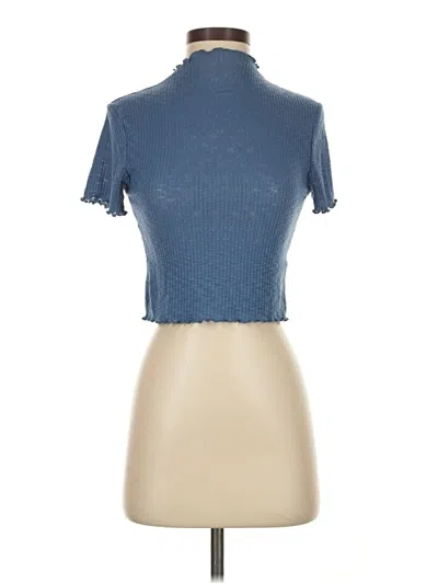 Pre-owned Antistar Short Sleeve Top Blue Mock Neckline Tops