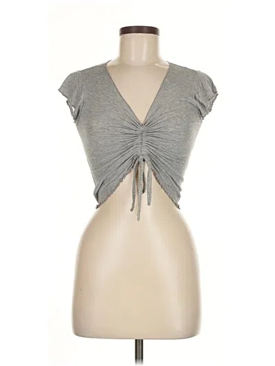 Pre-owned Antistar Short Sleeve Top Gray Plunge Neckline Tops