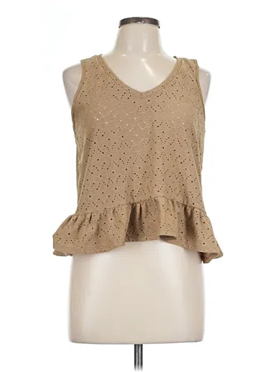 Pre-owned Antistar Tank Top Tan Halter Neckline Tops In Brown