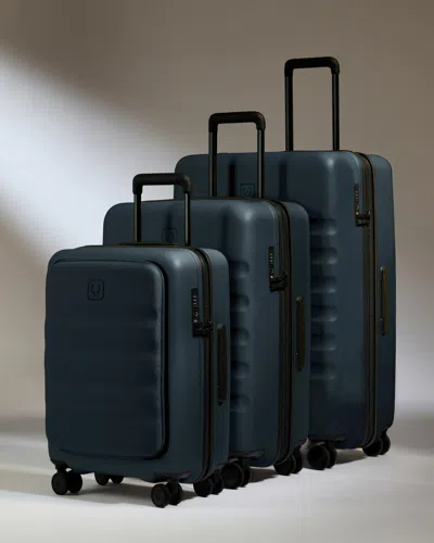 Antler Carry-on With Pocket Luggage Set In Navy (indigo) Blue - Icon Stripe