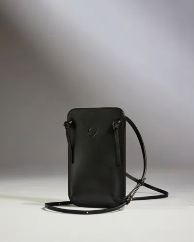 Antler Crossbody Bag In Black Leather - Heritage Collection In Blue