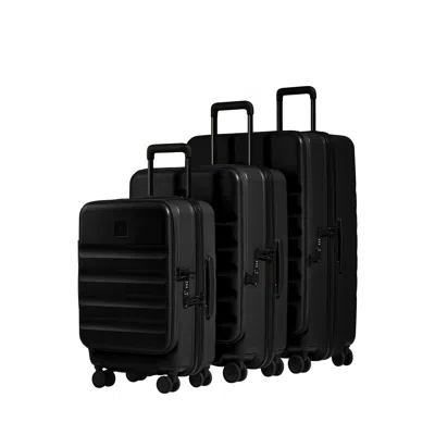 Antler Dual Opening Luggage Set In Black - Icon Stripe