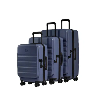 Antler Dual Opening Luggage Set In Ocean Blue - Icon Stripe