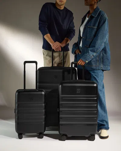 Antler Expandable Carry-on Luggage Set In Black - Icon Stripe In White
