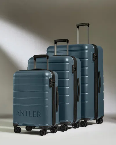 Antler Expandable Carry-on Luggage Set In Blue Gray - Logo In Orange