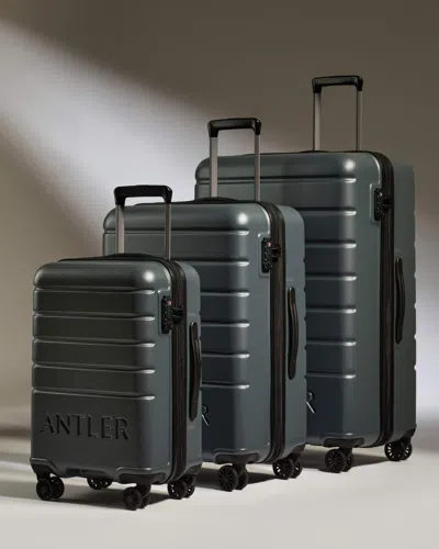 Antler Expandable Carry-on Luggage Set In Granite Gray - Logo In Green