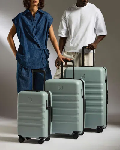 Antler Expandable Carry-on Luggage Set In Mist Blue - Icon Stripe In Pattern