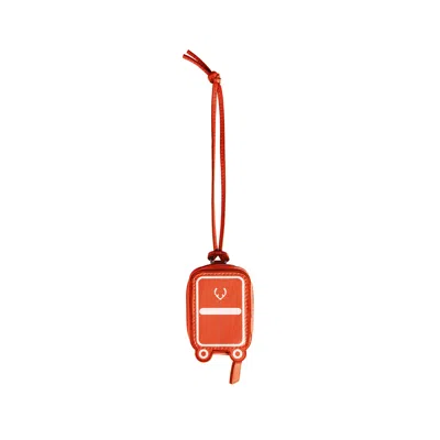 Antler Heritage Leather Airpods Case In Coral In Orange