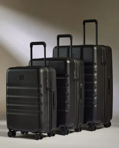 Antler Large Carry-on Luggage Set In Black - Icon Stripe In Purple
