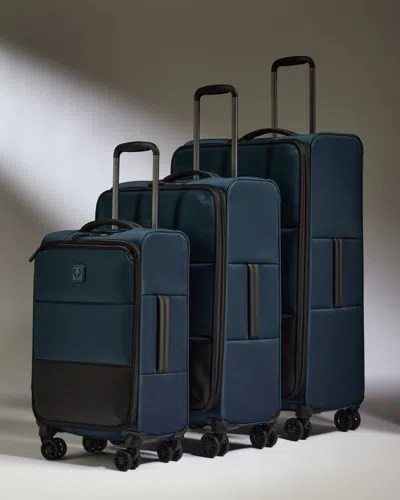 Antler Lightest Expandable Carry-on Luggage Set In Navy (indigo) Blue - Soft Stripe 2.0