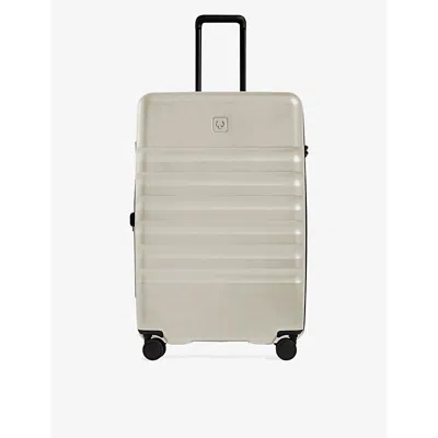 Antler Taupe Icon Stripe Large Hard-shell Polycarbonate Suitcase 78.5cm In White