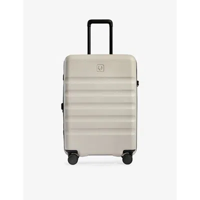 Antler Taupe Icon Stripe Medium Shell Four-wheeled Suitcase 67cm In White