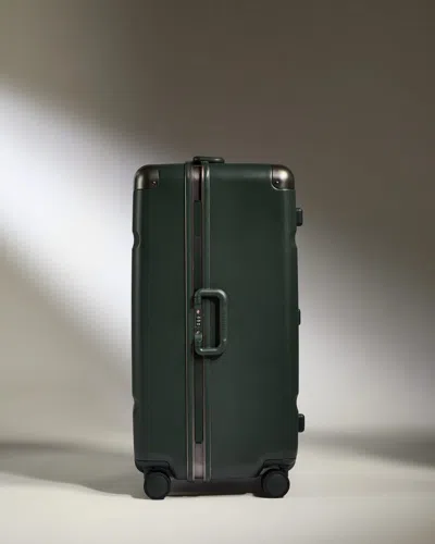 Antler Trunk Luggage In Dark Forest Green - Heritage Stripe