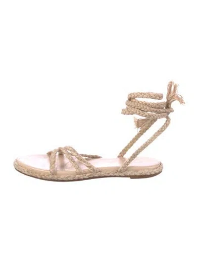 Pre-owned Antolina Leather Tassel Accents Gladiator Sandals In Neutral