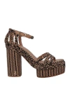 Antolina Paris Woman Sandals Camel Size 6 Textile Fibers In Beige