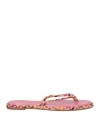 Antolina Paris Woman Toe Strap Sandals Pink Size 11 Textile Fibers In Pink