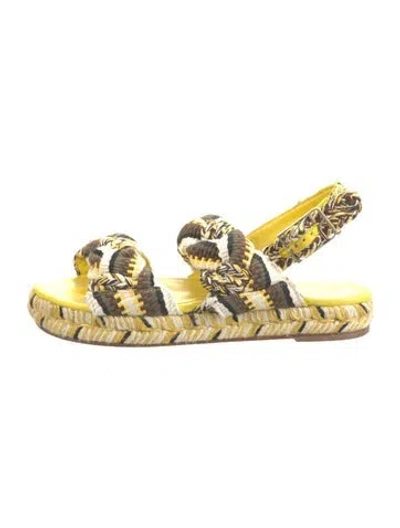 Pre-owned Antolina Patterned Braided Accents Slingback Sandals In Yellow
