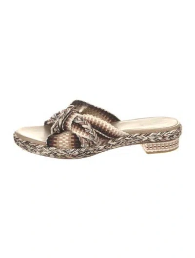 Pre-owned Antolina Patterned Slides In Brown