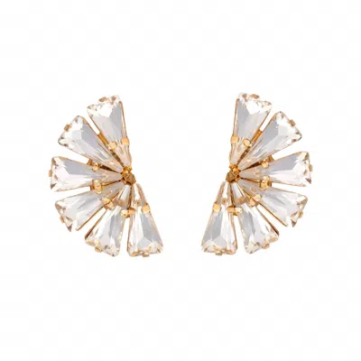 Anton Heunis Afrodita Fan Earring In Crystal And Gold