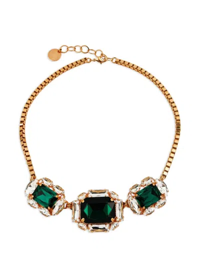 Anton Heunis Crystal-embellished Box-chain Necklace In Gold