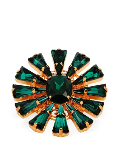 Anton Heunis Crystal-embellished Brooch In Green