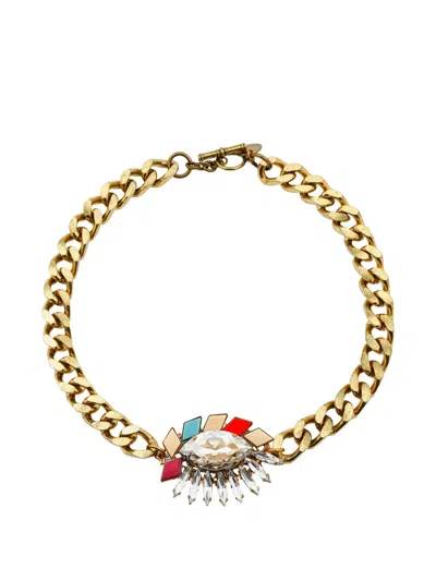 Anton Heunis Crystal-embellished Curb-chain Necklace In Gold