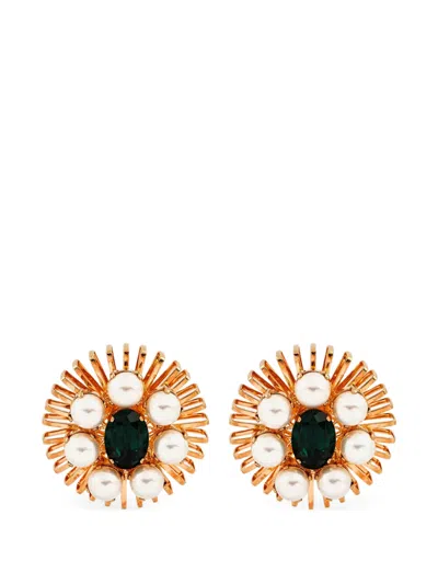 Anton Heunis Crystal-embellished Pearl-detail Earrings In Gold