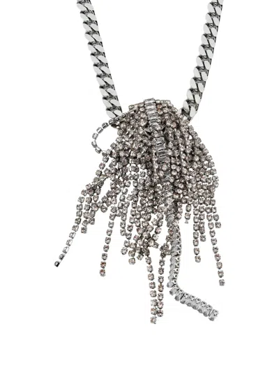 Anton Heunis Crystal-fringe Curb-chain Necklace In Silver