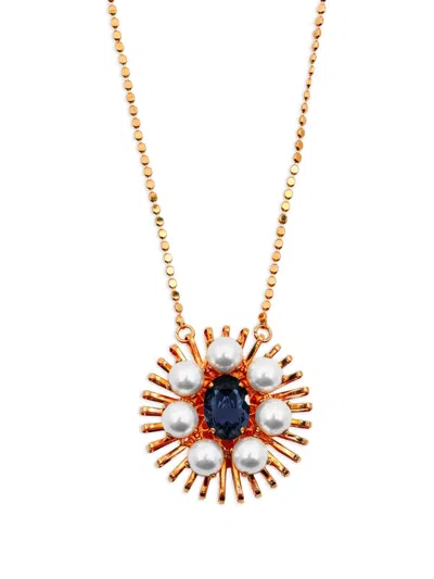 Anton Heunis Crystal-pendant Pearl-embellished Necklace In Gold