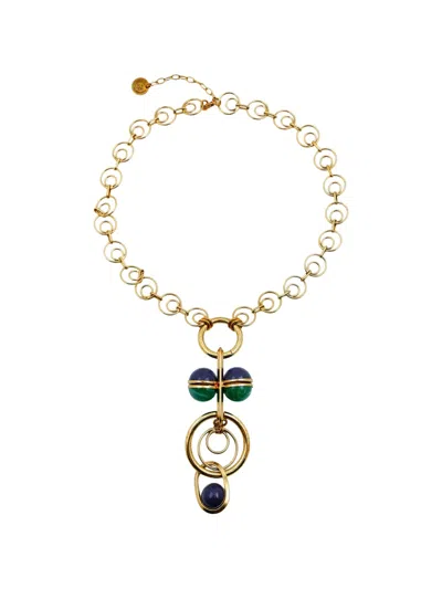 Anton Heunis Enamel-pendant Chain Necklace In Blue