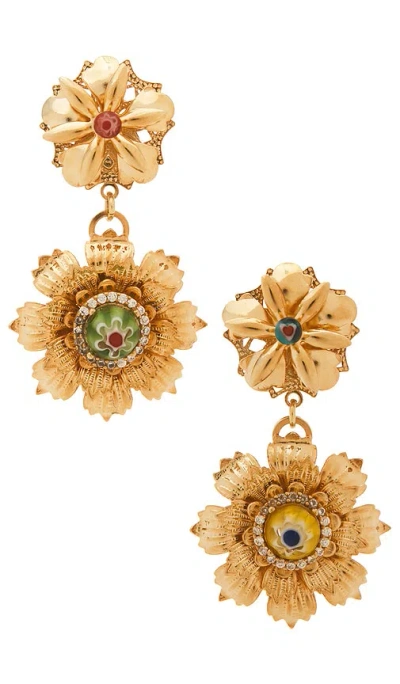 Anton Heunis Flower Drop Earrings In Gold