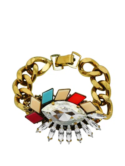 Anton Heunis Garnet-embellished Curb-link Bracelet In Multi