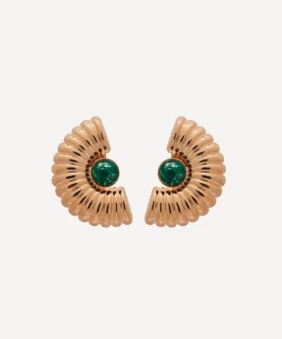 Anton Heunis Gold-plated Omega Clasp Small Arch Gadrooned Earrings In Green/gold