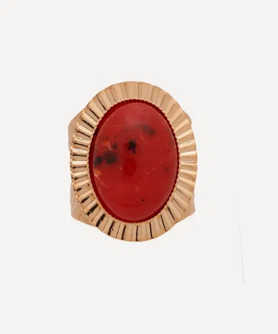 Anton Heunis Gold-plated Red Adjustable Lily Pad Ring In Gold/red
