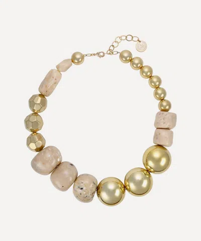 Anton Heunis Gold-plated Short Oversized White Beads And Spheres Necklace In White/gold
