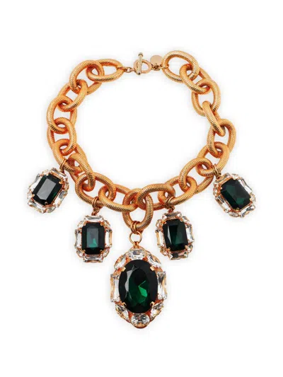 Anton Heunis Medusa Crystal-embellished Chain Necklace In Gold