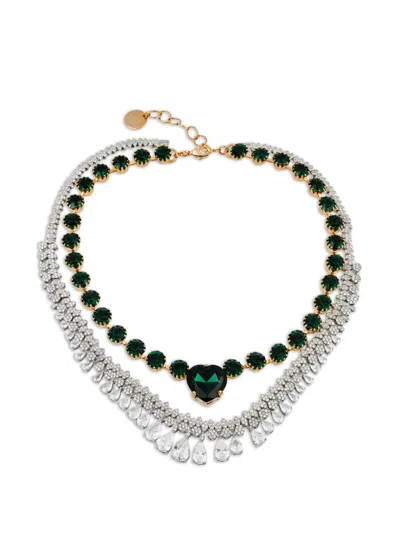 Anton Heunis Minerva Crystal-embellished Heart-pendant Necklace In Multi