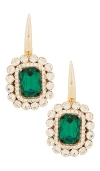 Anton Heunis Octagon Brooch Hook Earrings In Green  Crystal  & Gold