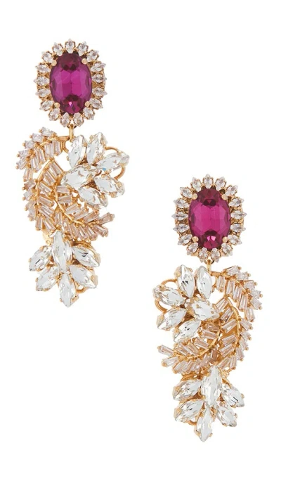 Anton Heunis Omega Clasp Crystal Floral Motif Pendant Earrings