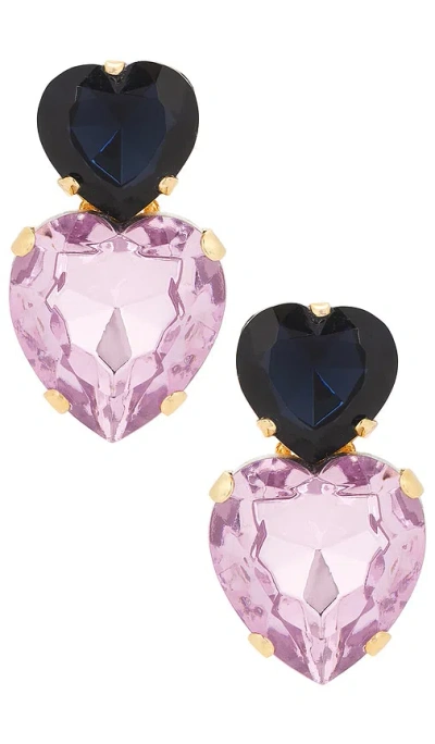 Anton Heunis Omega Clasp Double Heart Stud Earrings In Multi