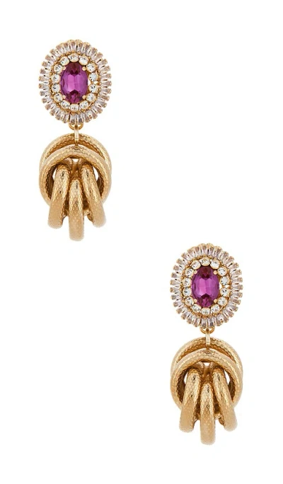Anton Heunis Omega Clasp Gem Cluster With Big Knot Pendant Earrings
