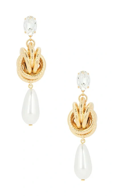 Anton Heunis Omega Clasp Oval Knot & Pendant Earrings In Metallic