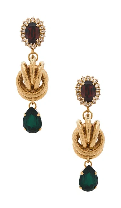 Anton Heunis Omega Clasp With Square Pendant Earrings In Gold