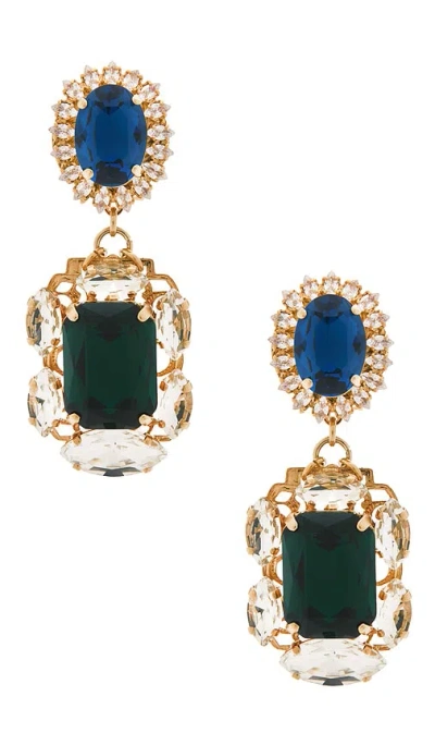 Anton Heunis Omega Clasp With Square Pendant Earrings In Blue