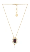 Anton Heunis Small Square Pendant With Drop Necklace In Animal Print