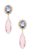 Anton Heunis Stud Clip Oval & Tear Pendant Earrings In Blue