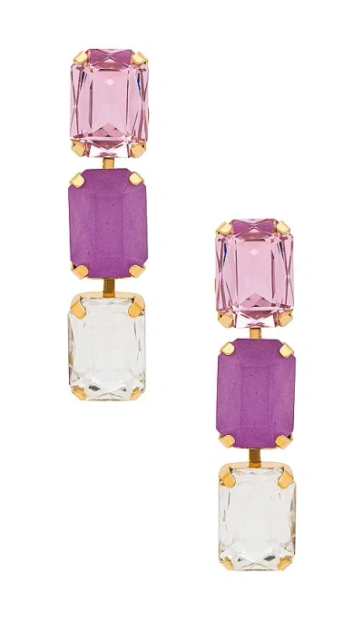 Anton Heunis Triple Baguette Cluster In Fuchsia Spectrum & Gold