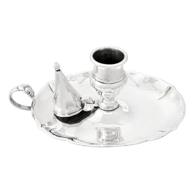 Pre-owned Anton Michelsen Antique Danish Silver Chamber Candlestick By , 1885 In Sand