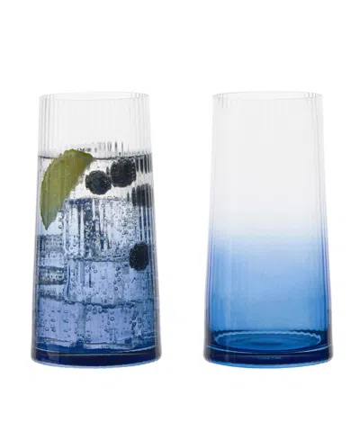 Anton Studio Designs Empire Blue Highball Tumblers, Set Of 2